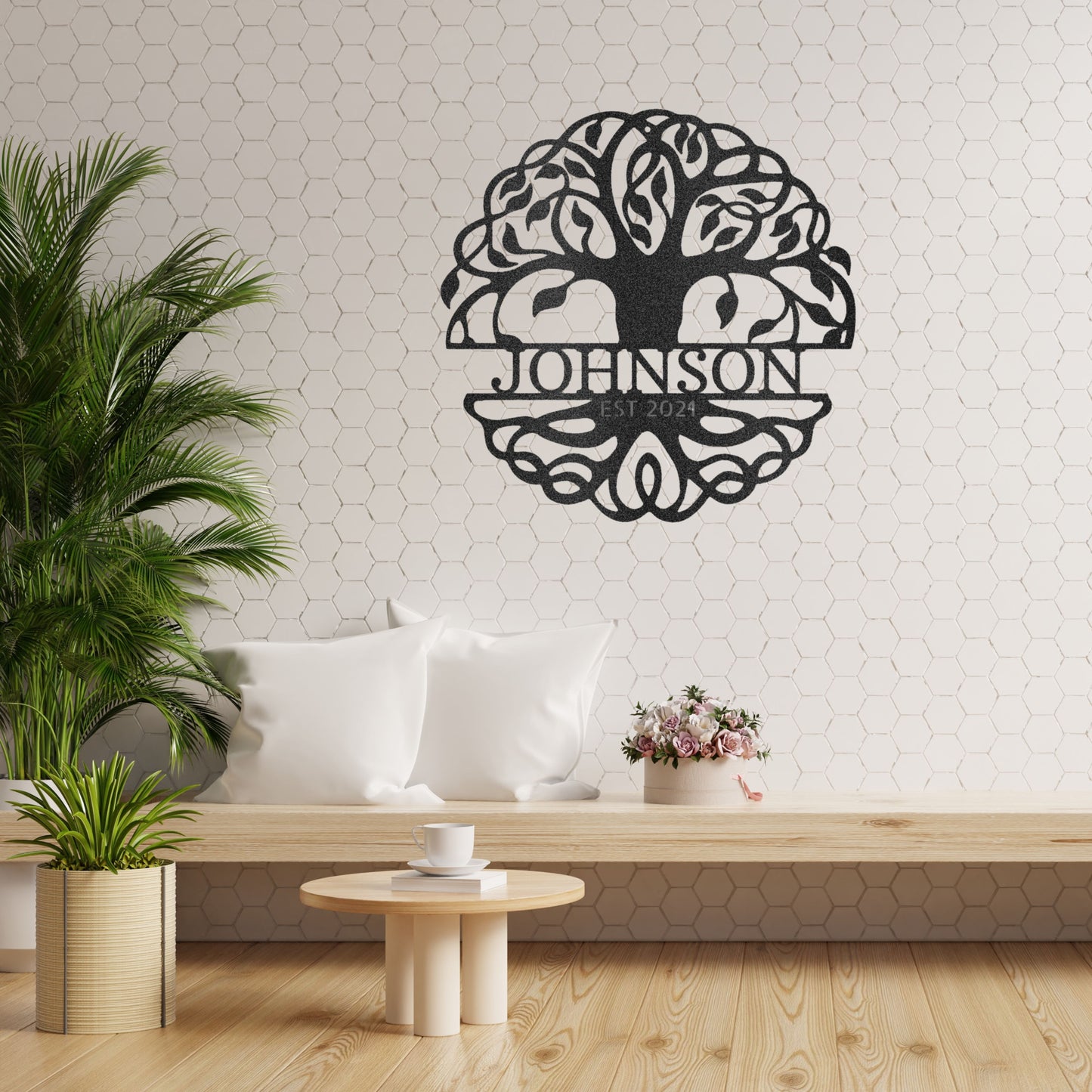 Fancy Tree of Life Monogram - Steel Sign