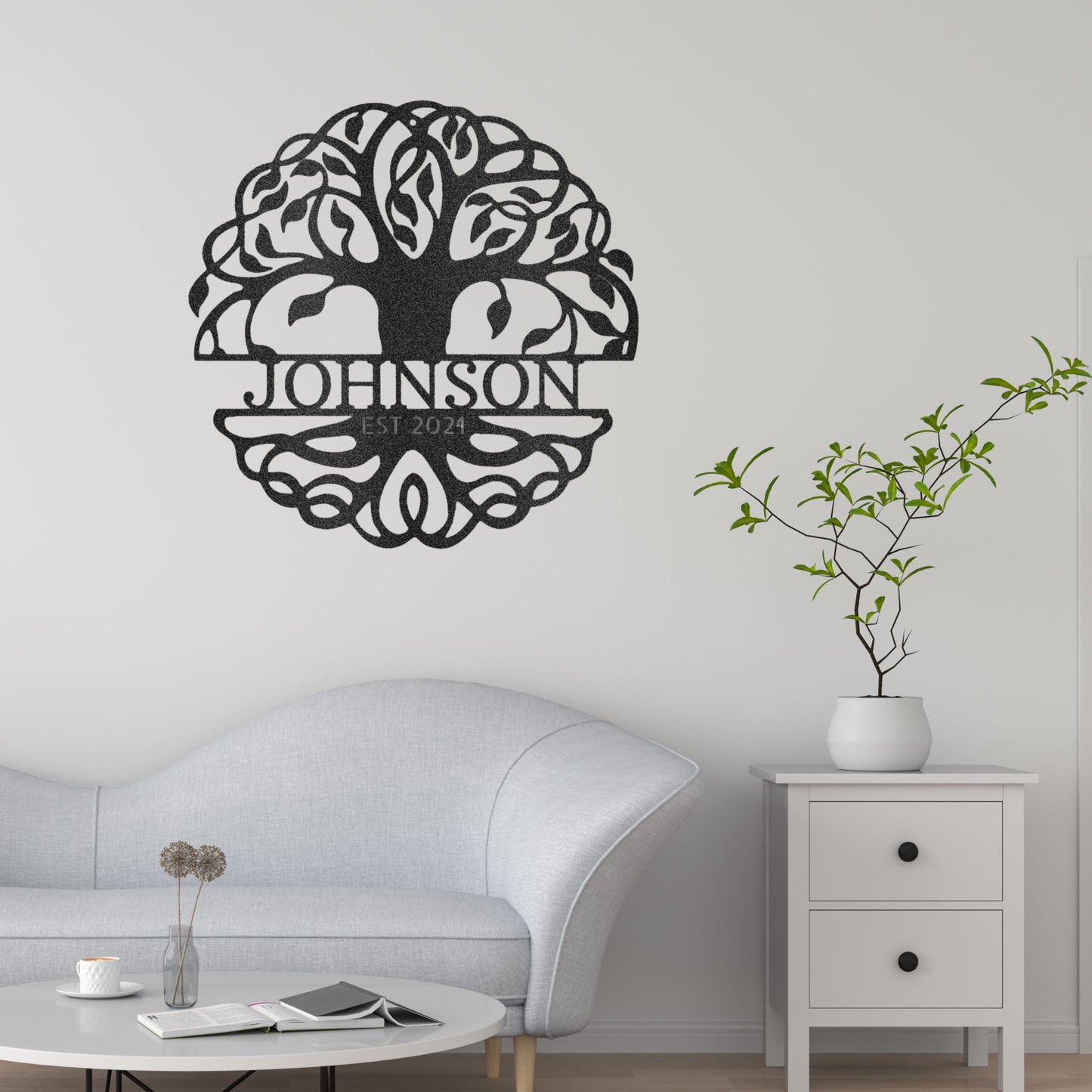 Fancy Tree of Life Monogram - Steel Sign