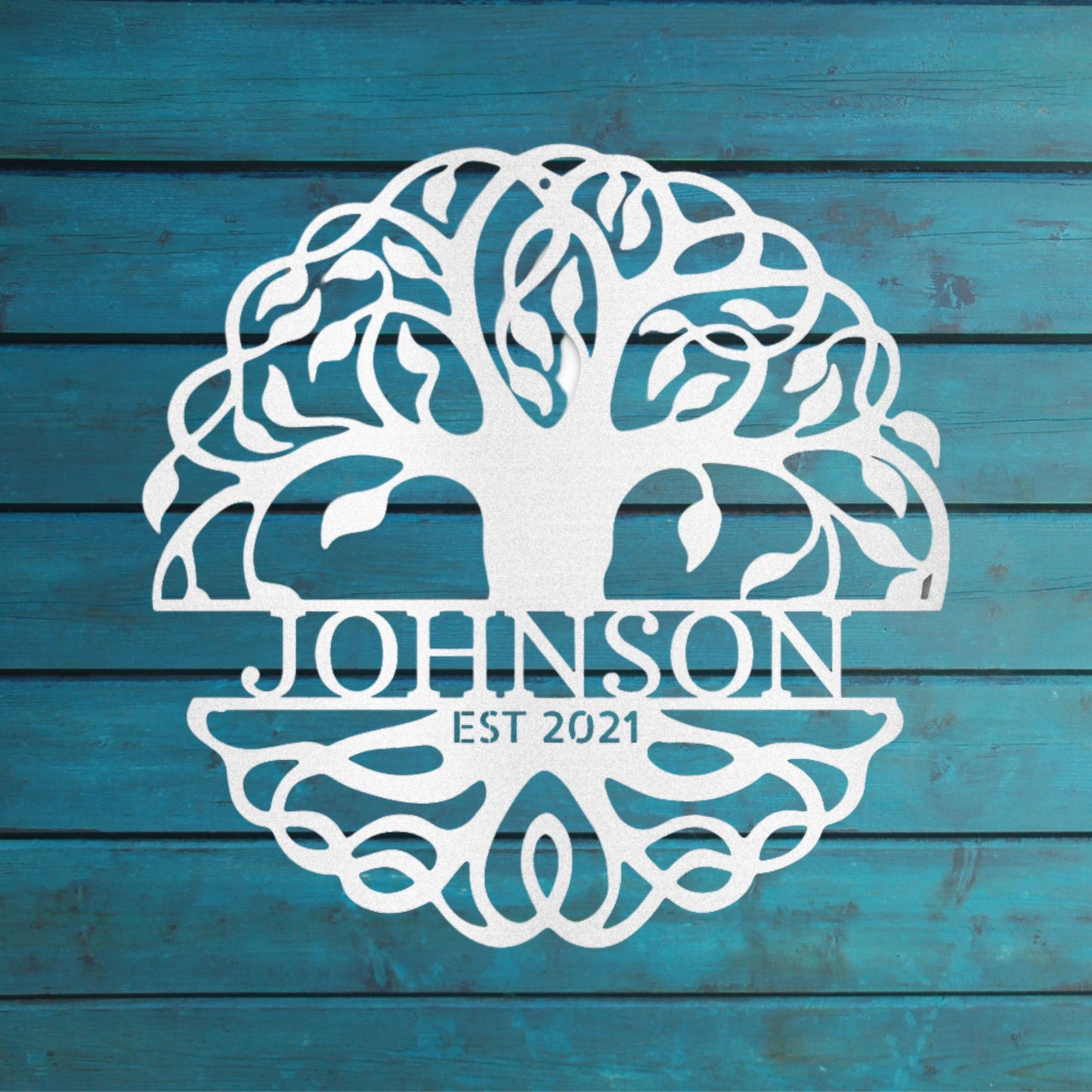 Fancy Tree of Life Monogram - Steel Sign